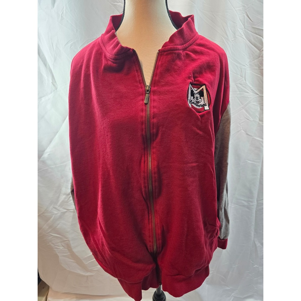 Disney Mickey Mouse Club Track Jacket Red Gray Zip Front 3XL Women